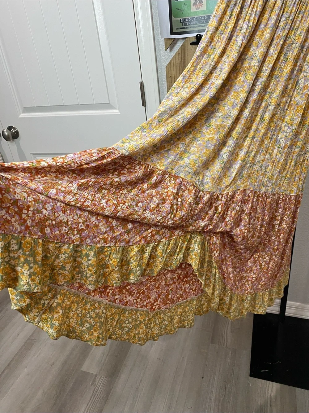 Angie Green and Yellow Floral Twist-Front Maxi Dress - Picture 6 of 6